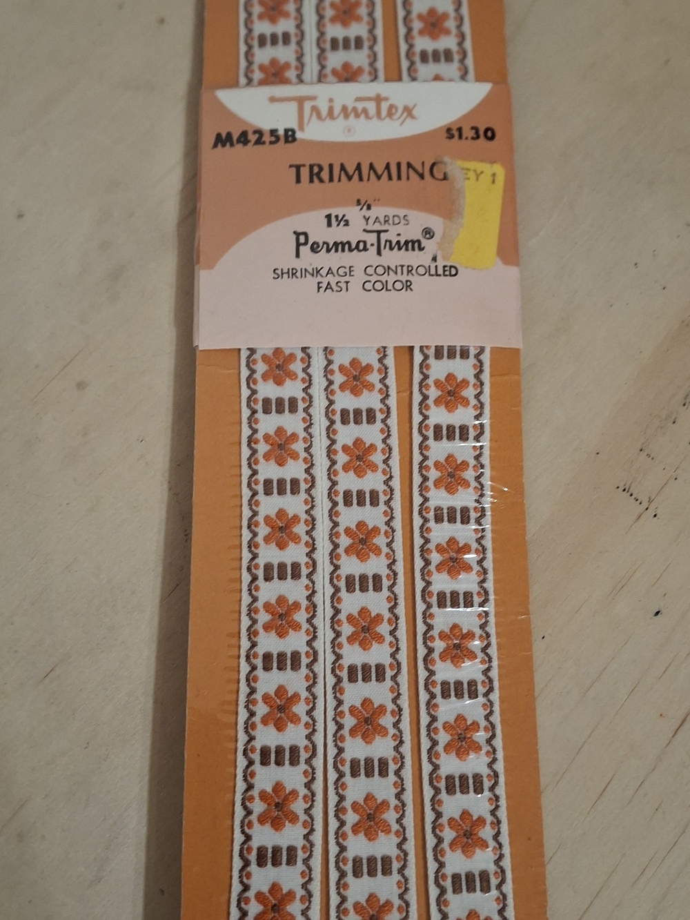 Vintage Perma-trim 100% cotton trimming by Trimtex brand, 1.5 yards, ⅝ wide